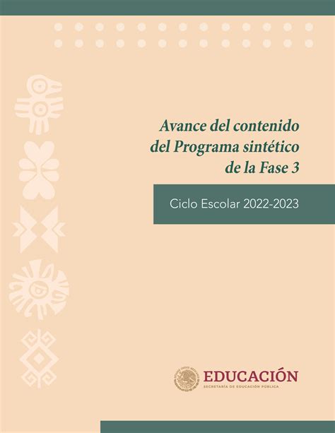 Avance Programa Sintético Fase 3 Avance del contenido del Programa