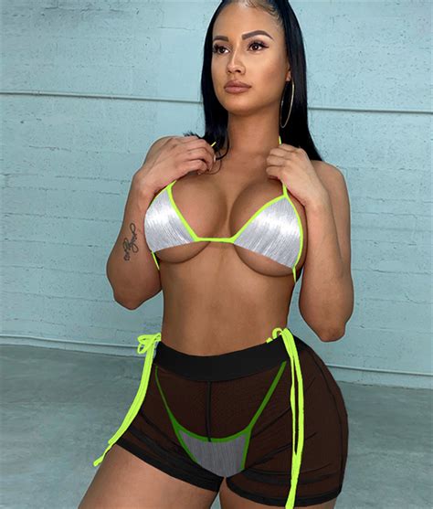 Rose Secret Wholesale Online Sequins Bikini Set Mesh See Through