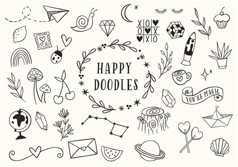 37 Happy Doodles Clip Art / Hand Drawn Doodles / Cute Drawings for ... 