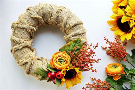 Woman In Real Life Diy Burlap Floral Fall Wreath