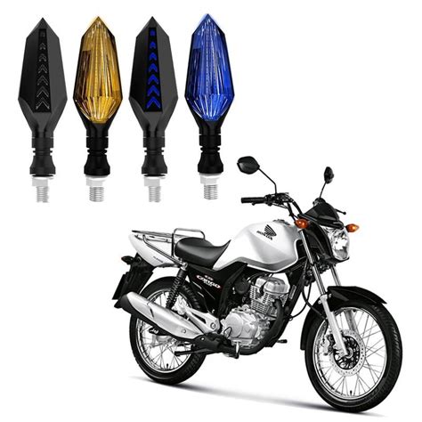 KIT 4 Setas Sequenciais Led Universal Pisca Azul P43S Moto CG 150 CARGO