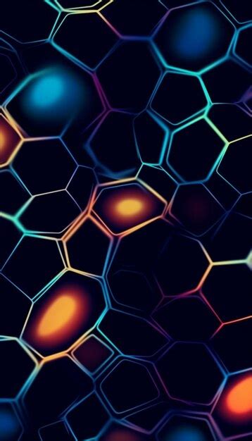 Premium AI Image | A black background with a colorful hexagon pattern.