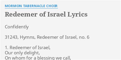 Redeemer Of Israel Lyrics By Mormon Tabernacle Choir Confidently