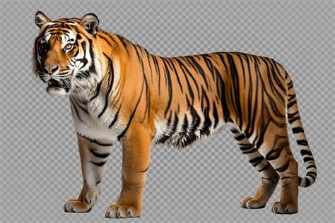Premium PSD | Wild tiger side view isolated on transparent background