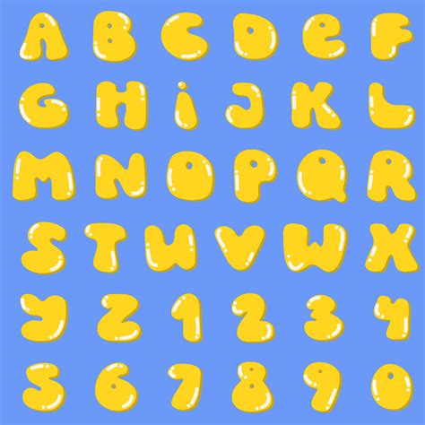 Groovy Hippie Plump Letters And Numbers Yellow Yolk Shape Font With