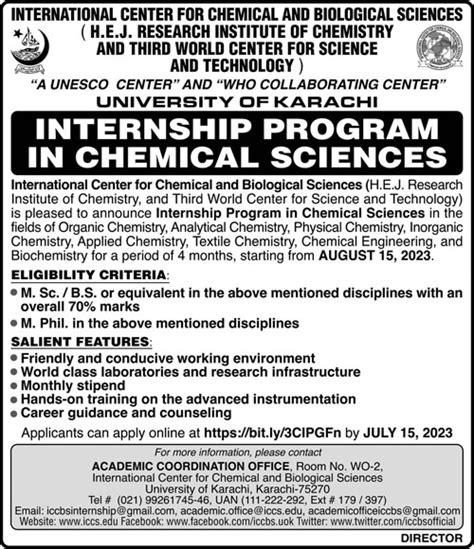 Internship Program At Iccbs University Of Karachi 2025 Job Advertisement Pakistan