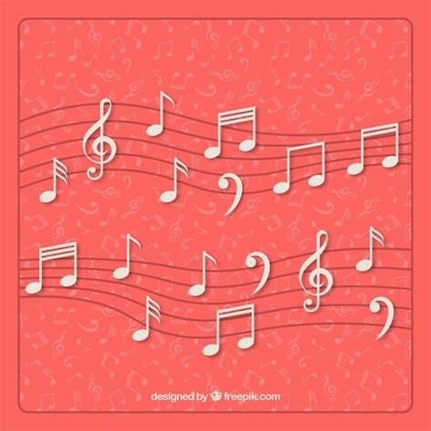 Fondo De Pentagramas Con Bonitas Notas Musicales Vector Gratis