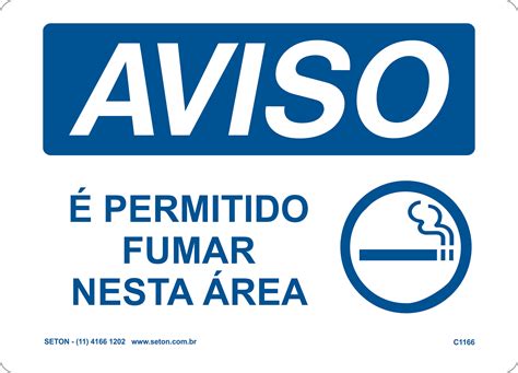 Placa Aviso é Permitido Fumar Nesta Área