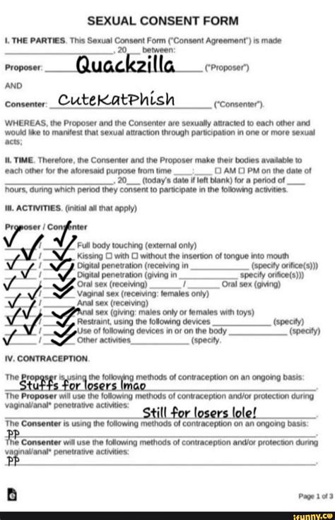 Sexual Consent Form The Parties This Sexual Consent Form Consent