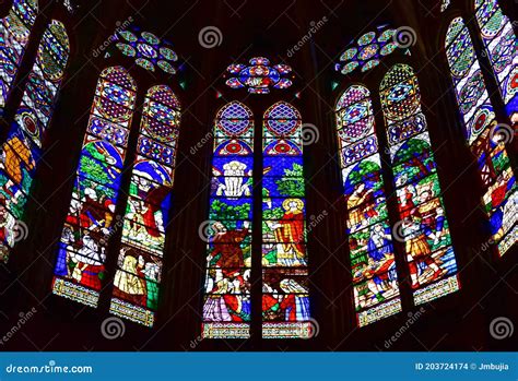 Apse Stained Glass Windows At Basilique Royale De Saint Denis Paris