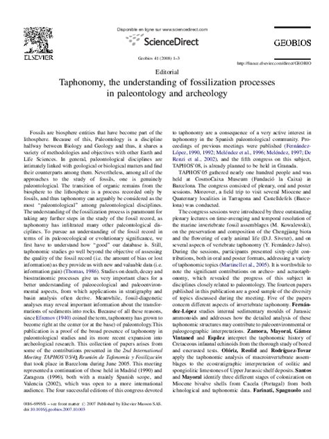 (PDF) Taphonomy, the understanding of fossilization processes in ...