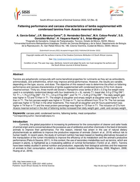 Pdf Fattening Performance And Carcass Characteristics Of Lambs