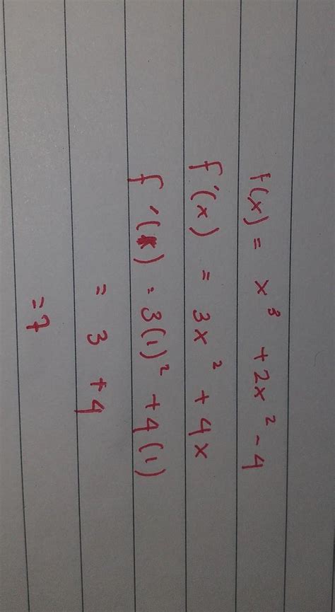 turunan pertama dari f x x³ 2x² 4 adalah f x nilai f 1 adalahA