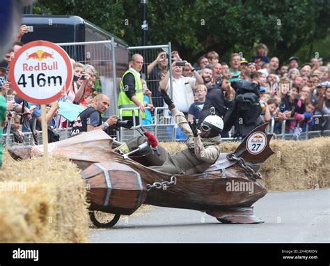 A Competitor Taking Part In The Red Bull Soapbox Race 2015 At London S