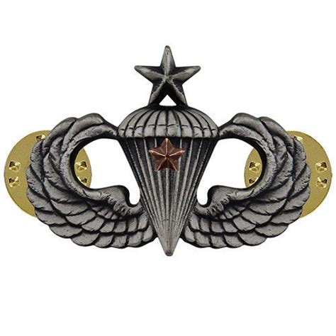 Army Silver Oxidized Senior Combat Parachute First Award Badge