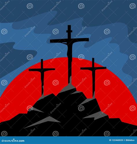 Mount Calvary Three Crosses On The Mountain In The Middle Of The