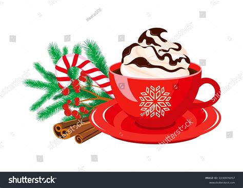 Red Mug Hot Chocolate Whipped Cream Stock Illustration Shutterstock