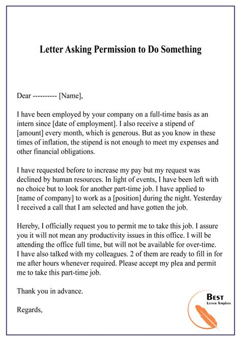 Asking For Permission Letter Template Format Sample And Example