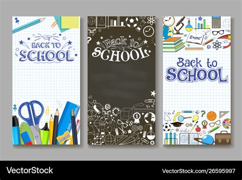 Back To School Vertical Banner Template Set Vector Image