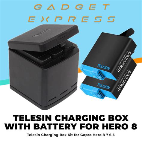 TELESIN Charging Box With Battery 3 Slot Charger And 2 Pcs Battery For