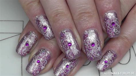 Fullcover Nageldesign Mit Blumenstamping Nageldesign