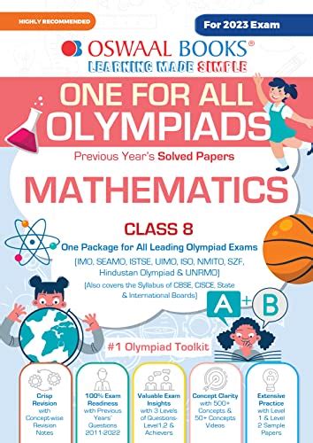 Oswaal One For All Olympiad Previous Years Solved Papers Class 8 Mathematics Book For 2023