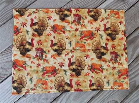 Thanksgiving turkey placemats quilted placemats handmade | Etsy