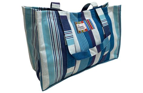 Teal Aquamarine French Navy Extra Large Beach Bags The Stripes