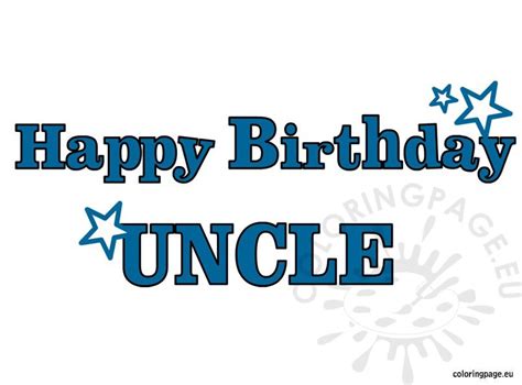 Happy Birthday Uncle – Coloring Page