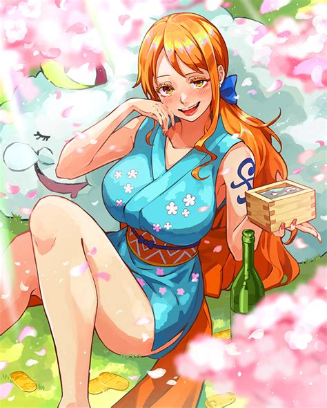 モロイMoroi Illustrator on Twitter 花見をするナミを描きました Nami Wano from One