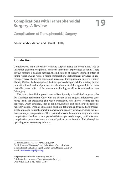 SOLUTION: Complications with transsphenoidal surgery a review - Studypool