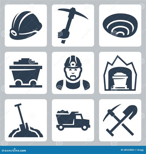 Vector Mining Icons Set Stock Vector Illustration Of Icon 38524803