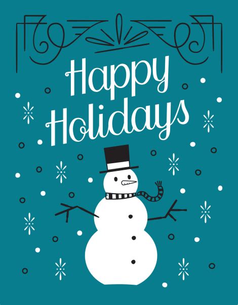 Happy Holidays Snowflakes Folded Holiday Card | Postable | Postable