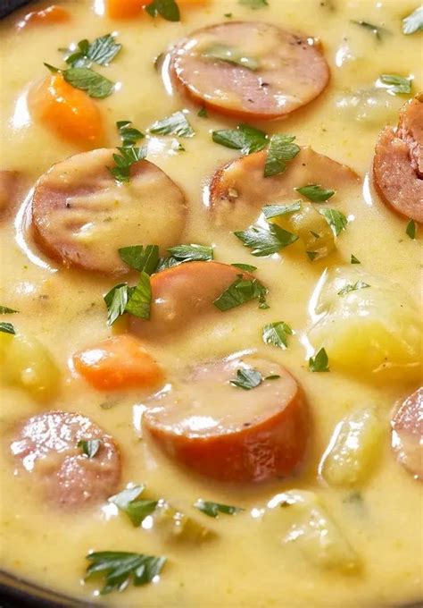 Slow Cooker German Potato Soup With Sausages Recipe In 2023 Soup