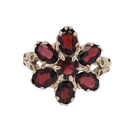 9ct Yellow Gold Garnet Cluster Ring RAMS989306073012 Ramsdens Jewellery