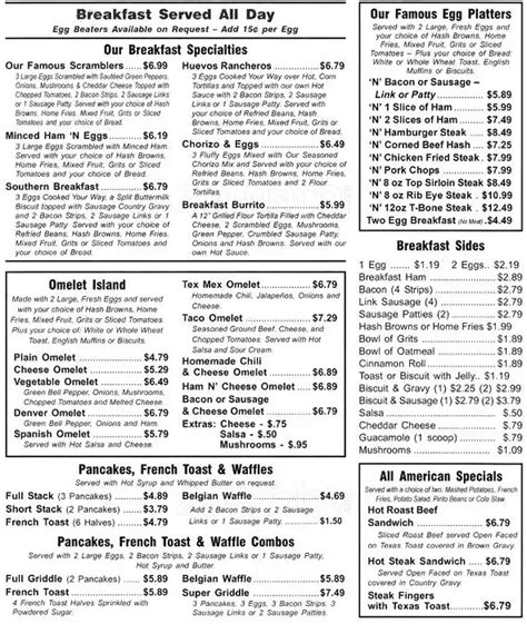 Benbrook Cafe Menu Menu Restauracji Benbrook Cafe Benbrook Benbrook