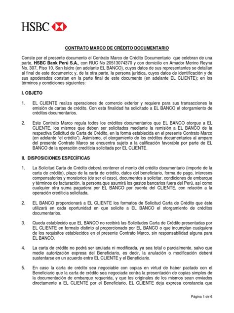 Contrato Credito Documentario Carta De Crédito Bancos