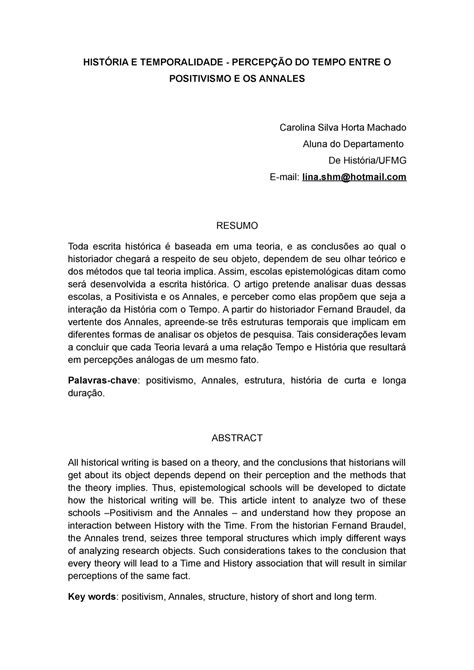 HistÓria E Temporalidade PercepÇÃo Do Tempo Entre O Positivismo E Os