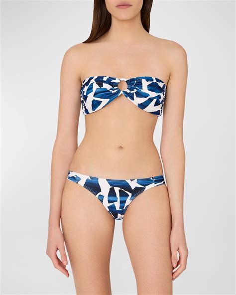 Milly Cabana Ocean Puzzle Bandeau Bikini Top Navy Multi Editorialist