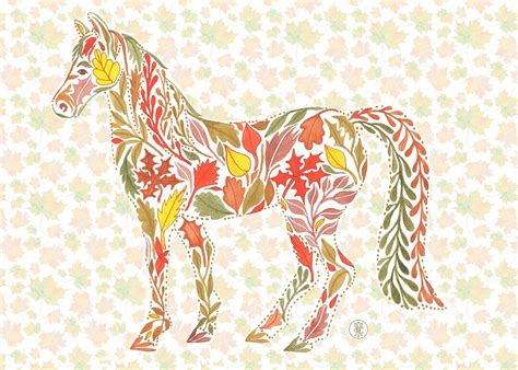 Autumn Horse, Fall Horse, Horse Painting, Watercolor Horse in Autumn ...