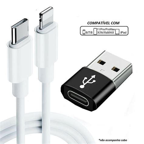 Adaptador Cabo Carregador Iphone Samsung S Tipo C F Mea X Usb Macho