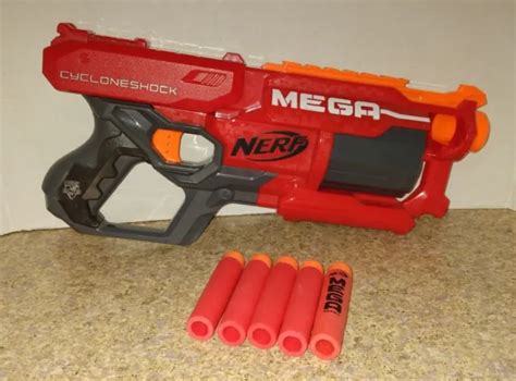 NERF N-STRIKE MEGA Cycloneshock Revolver Blaster Dart Red Gun £14.90 ...