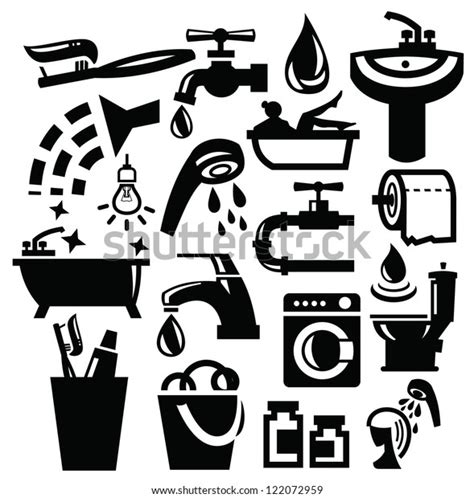 Vector Black Bathroom Accessories Icons Set Stock Vector Royalty Free