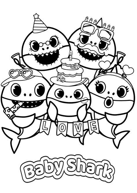 Baby Shark's birthday - Baby Shark Coloring Pages for Kids