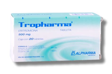 TROPHARMA ERITROMICINA TABLETAS 500MG Regiofarma Farmacia A Domicilio