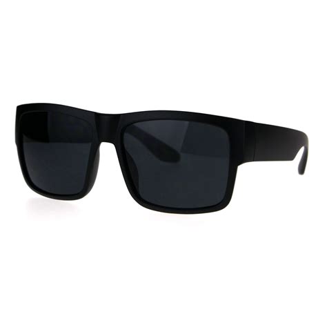 Mens Mobster Plastic Rectangular Sport Gangster Sunglasses Matte Black ...