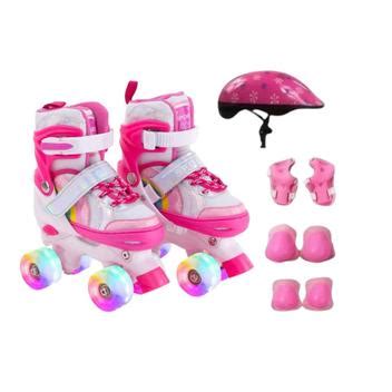 Patins Roller Infantil Arco Ris Sport Rodas Ajustavel Led C Kit