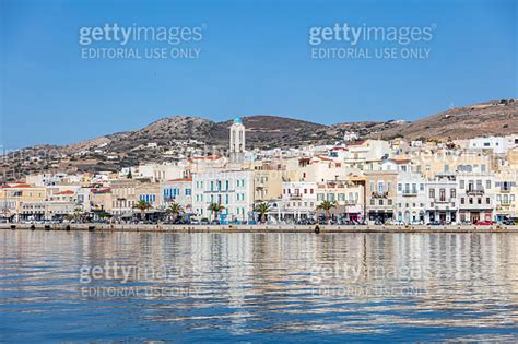 Syros Island Cyclades Greece Ermoupolis City Town Waterfront