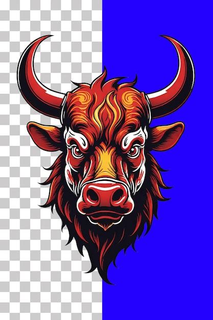 Маскот с головой быка изолирован на прозрачном фоне | Премиум PSD Файл