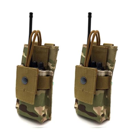 2x Adjustable Molle Radio Holder Walkie Talkie Holster Open Top Rifle